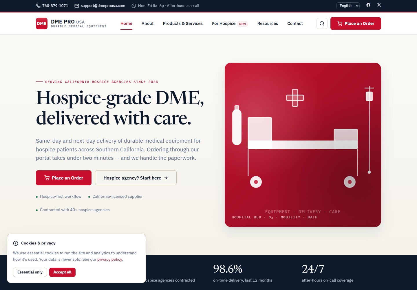 DME Pro public equipment and care website
